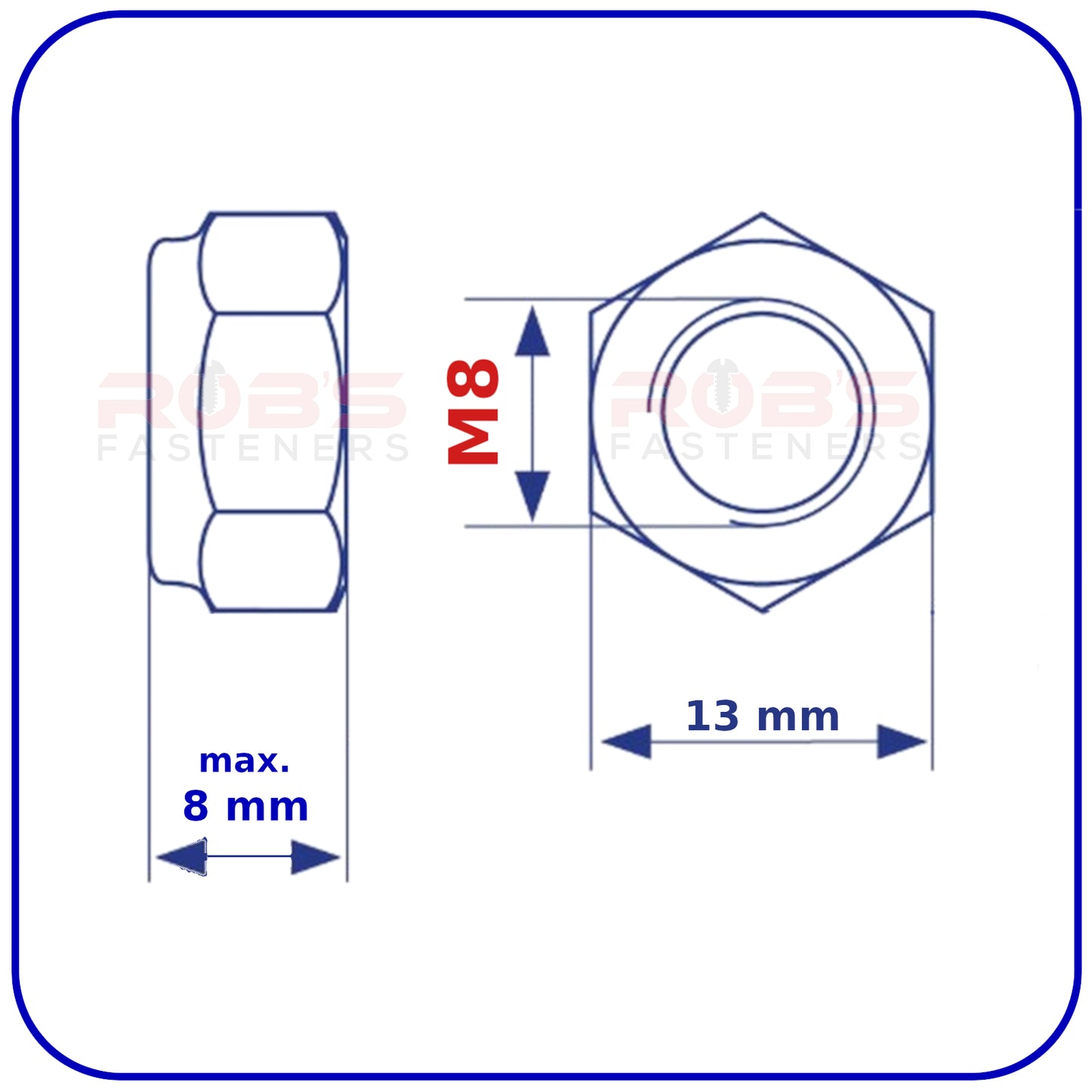 M8 NUTS NYLON INSERT DIN 985