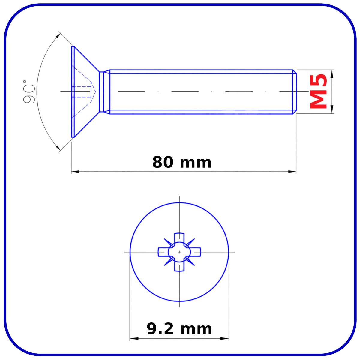 M5 MACHINE SCREWS COUNTERSUNK FLAT HEAD POZIDRIV ZINC PLATED DIN 965