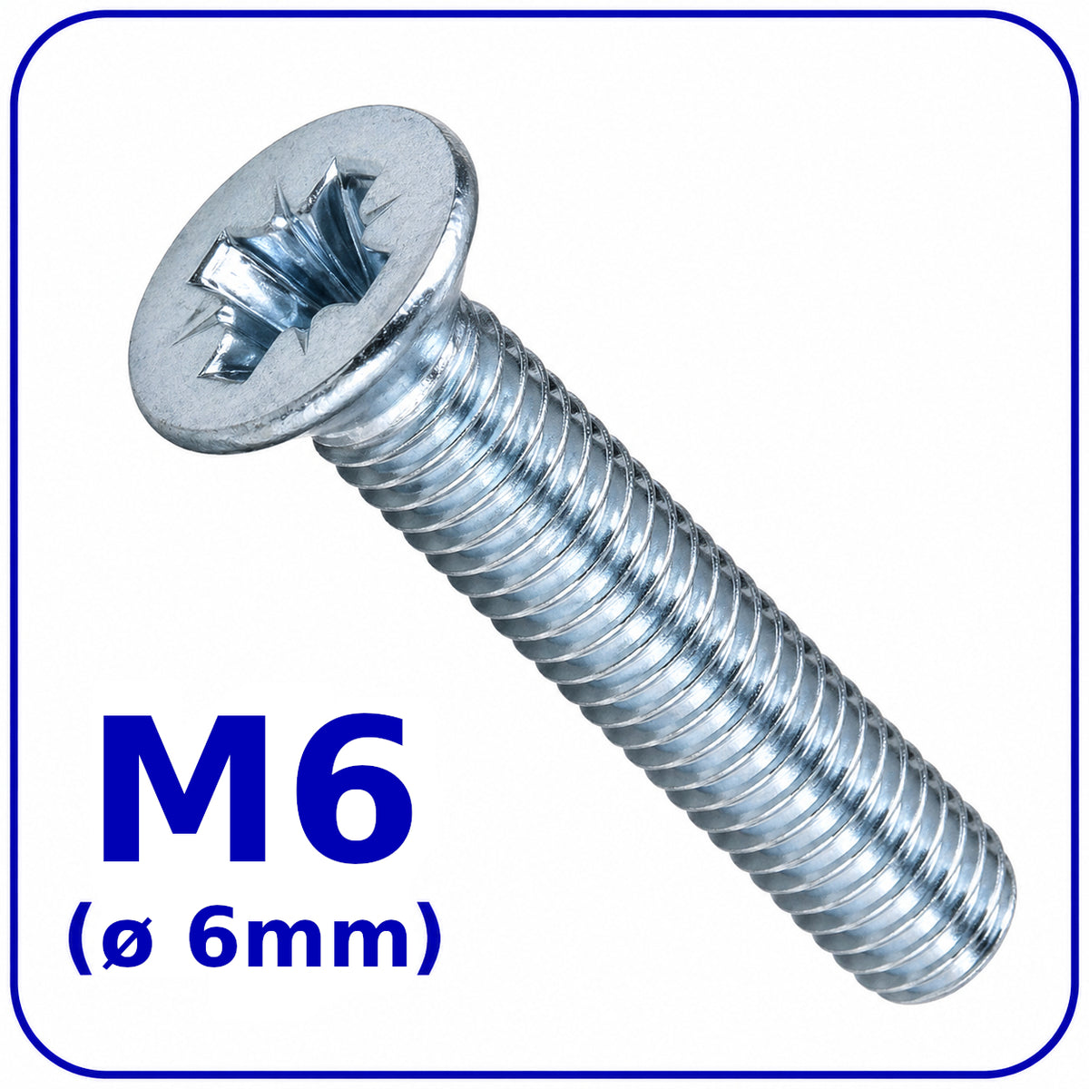 M6 MACHINE SCREWS COUNTERSUNK FLAT HEAD POZIDRIV ZINC PLATED DIN 965