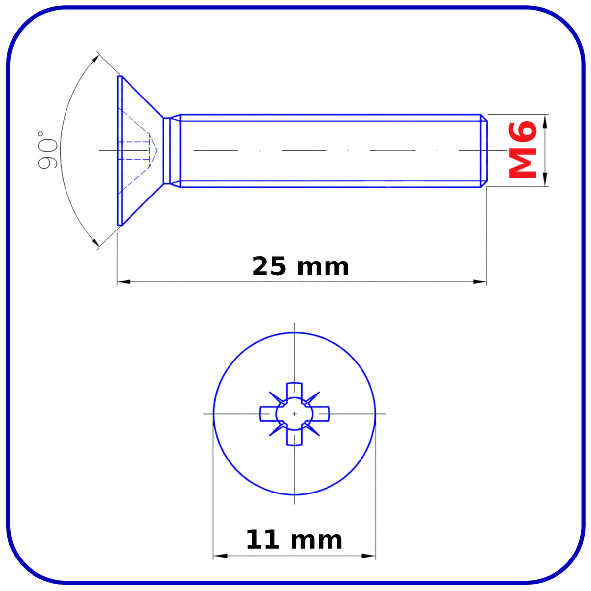 M6 MACHINE SCREWS COUNTERSUNK FLAT HEAD POZIDRIV ZINC PLATED DIN 965