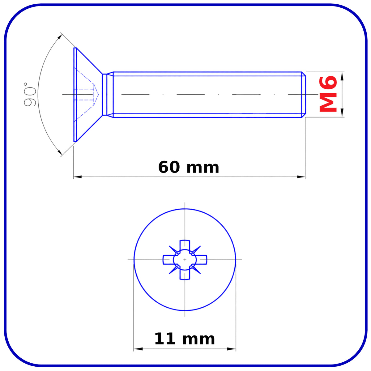 M6 MACHINE SCREWS COUNTERSUNK FLAT HEAD POZIDRIV ZINC PLATED DIN 965