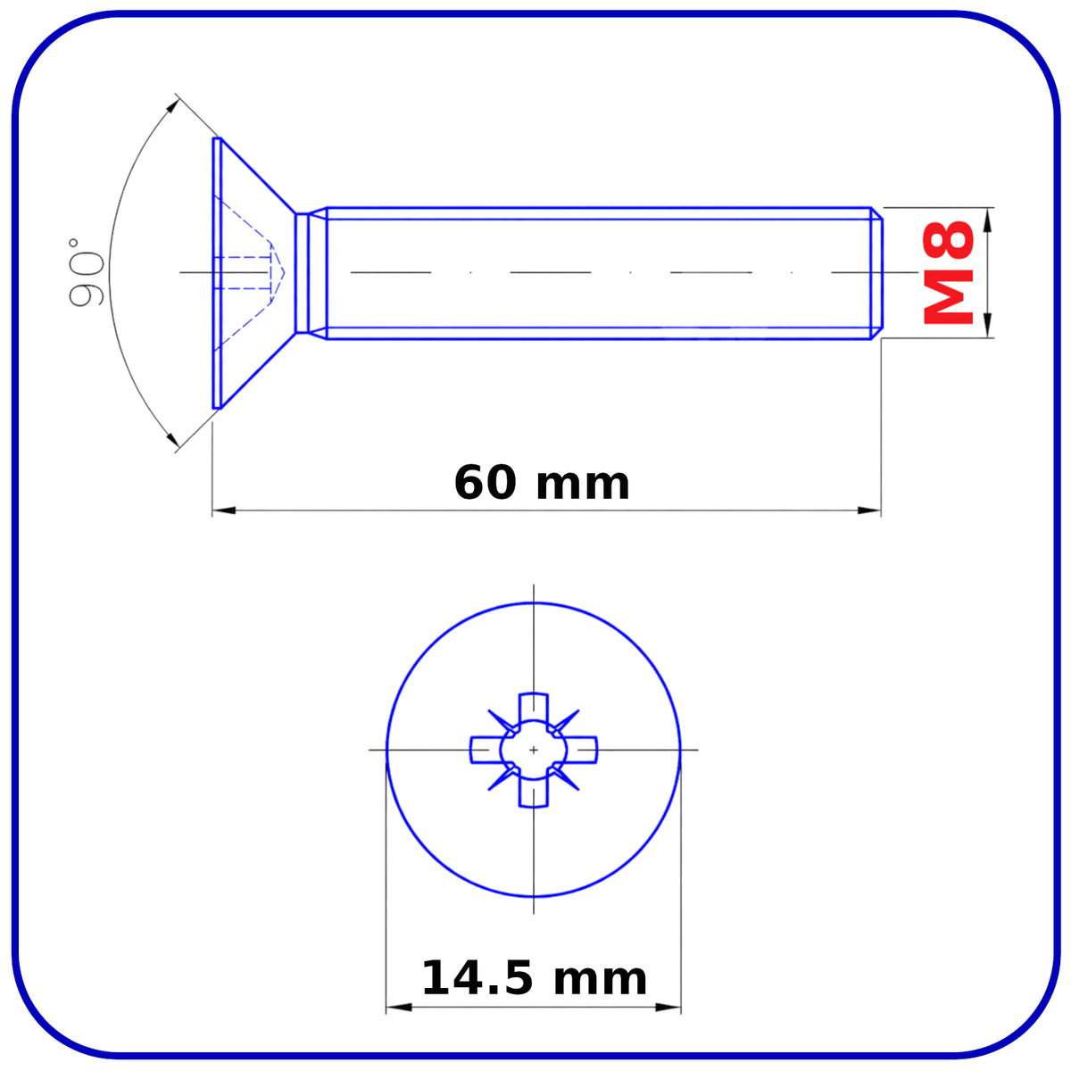 M8 MACHINE SCREWS COUNTERSUNK FLAT HEAD POZIDRIV ZINC PLATED DIN 965