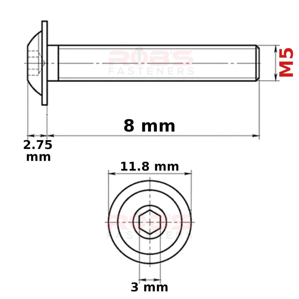 Flange Head Screws M5 Button Allen Socket Bolts Zinc Plated Steel ISO 7380-2
