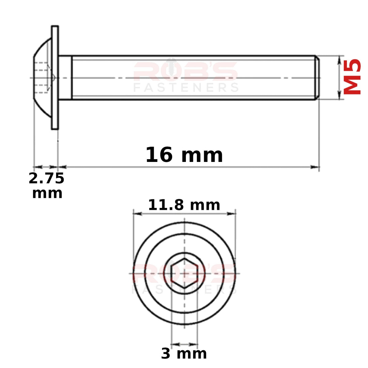 Flange Head Screws M5 Button Allen Socket Bolts Zinc Plated Steel ISO 7380-2