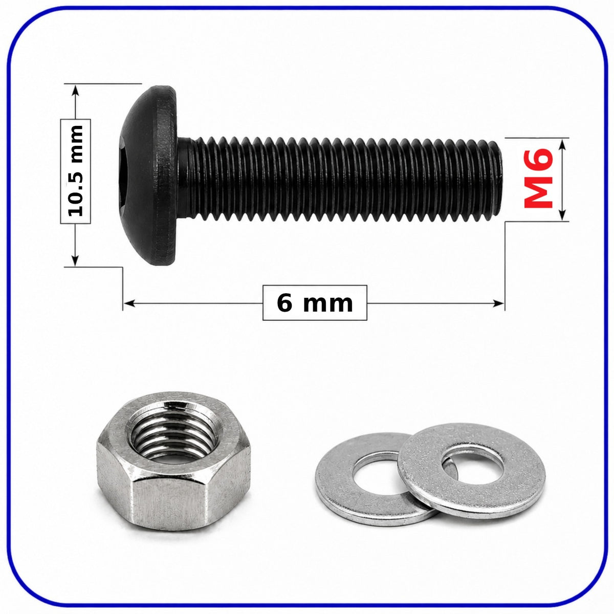 M6 Button Head Bolts and Nuts Washers Allen Socket Black Machine Screws Metric