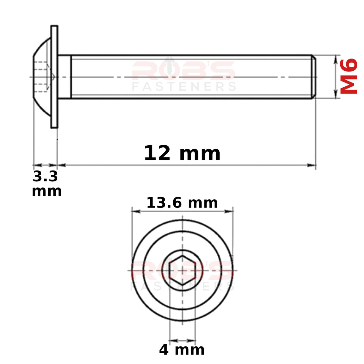 Flange Head Screws M6 Button Allen Socket Bolts Zinc Plated Steel ISO 7380-2