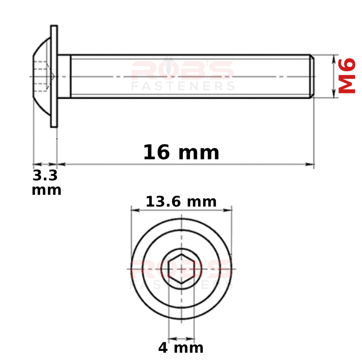Flange Head Screws M6 Button Allen Socket Bolts Zinc Plated Steel ISO 7380-2