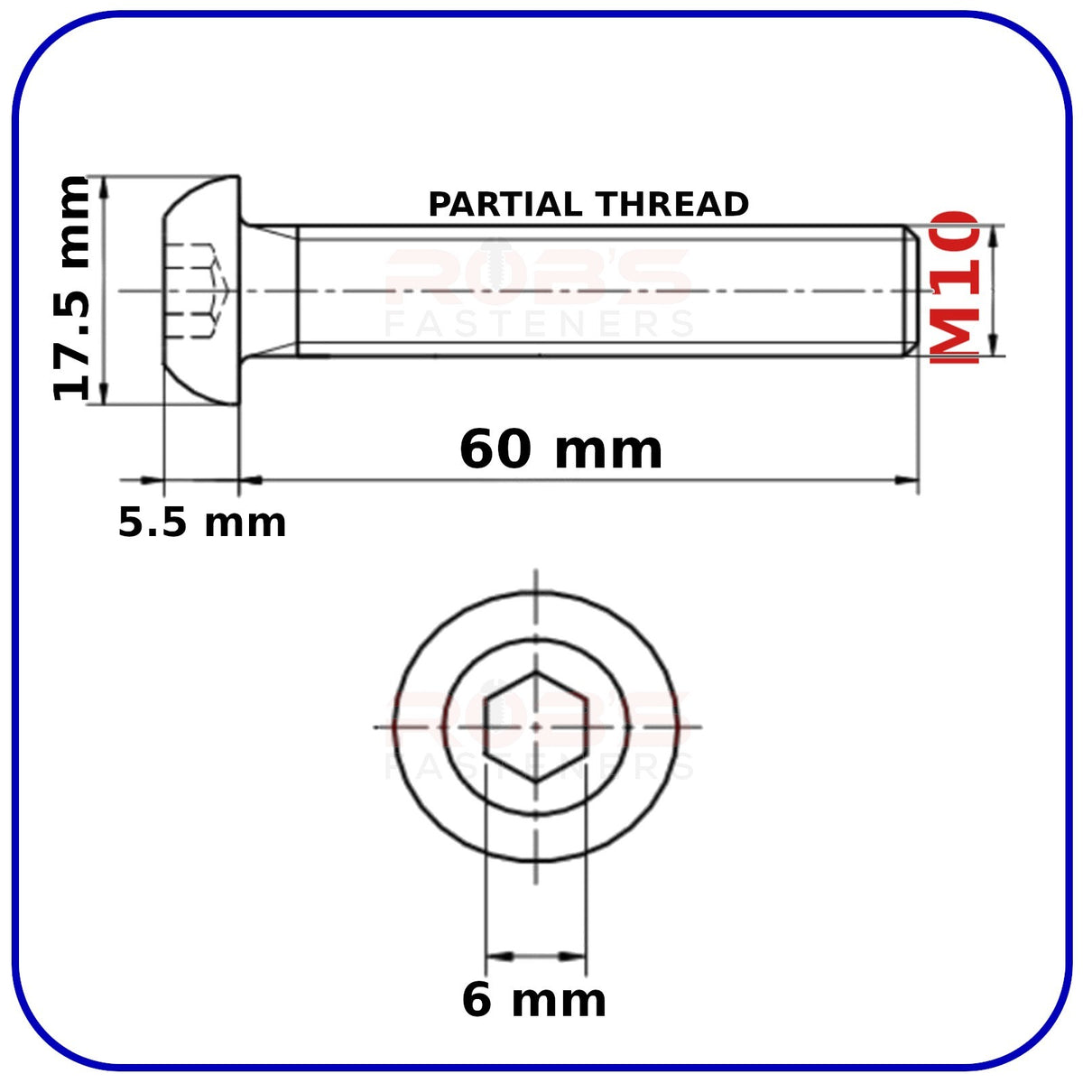 Button Head Allen Bolts Black M10 Machine Screws High Tensile 10.9 ISO 7380-1