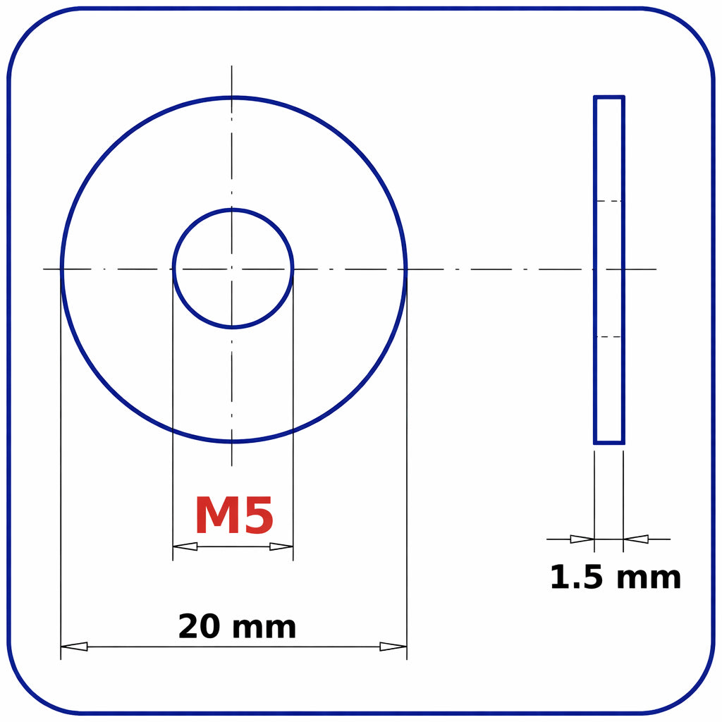 M5 Penny Repair Washers Large Mudguard Wide Washers BZP Zinc Plated Steel Metric